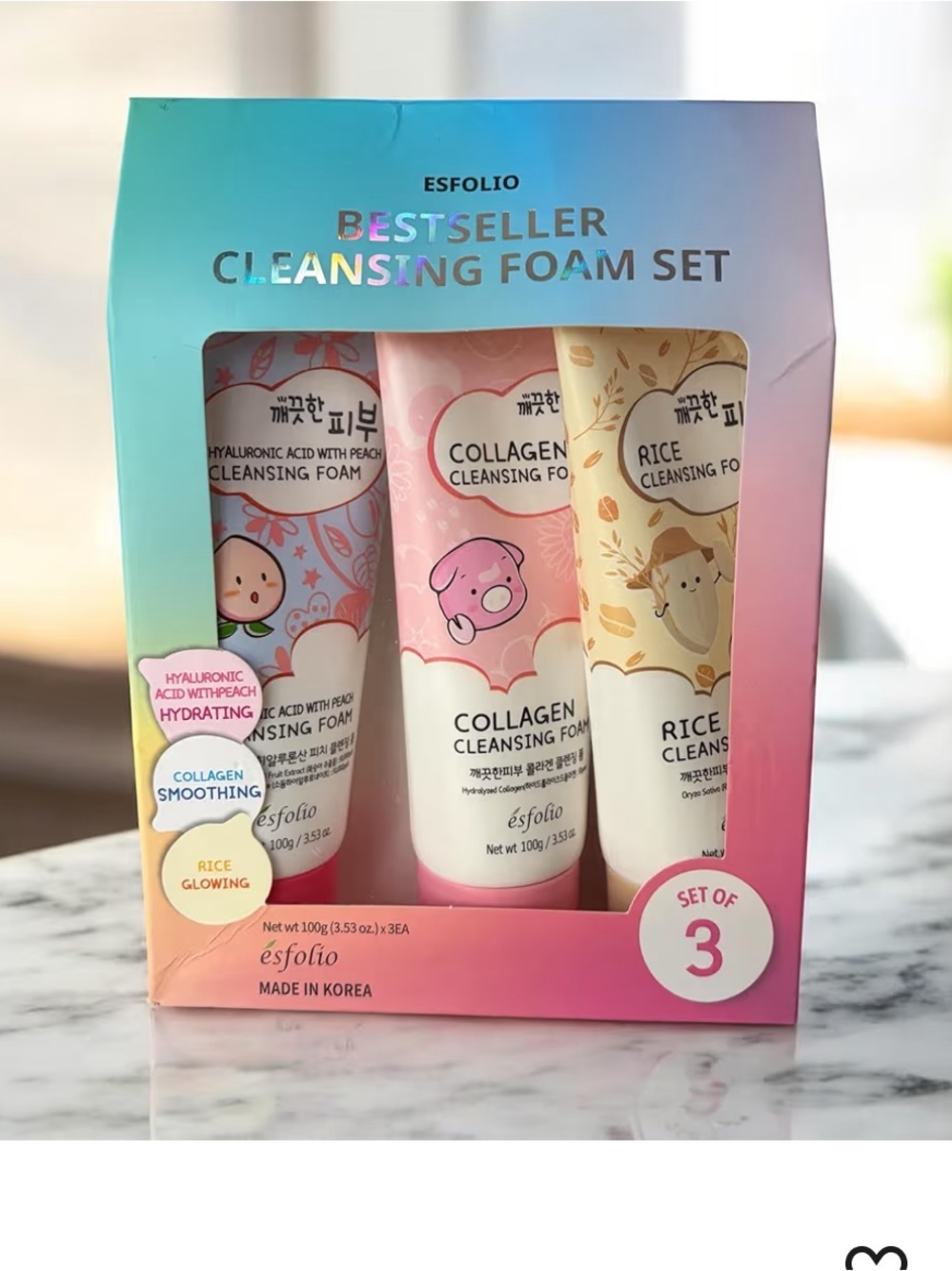 Set of 3 esfolio Best Seller Cleansing Foam Set Made in Korea -